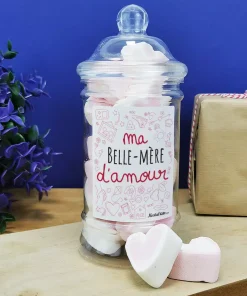 Bonbonnière coeurs guimauve  “Belle-mère d’amour” de la collection “D’amour”