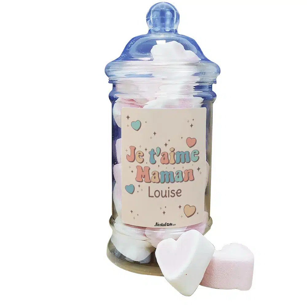 Bonbonnière coeurs guimauve x15 “Je t’aime maman” personnalisée – Image 5