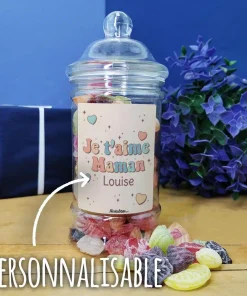 Bonbonnière personnalisée – 300g mix de bonbons anciens – “Je t’aime maman”