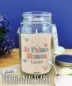 Bougie Jar personnalisée “Je t’aime maman”- cadeau maman