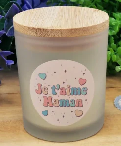 Petite Bougie top bois “Je t’aime maman”