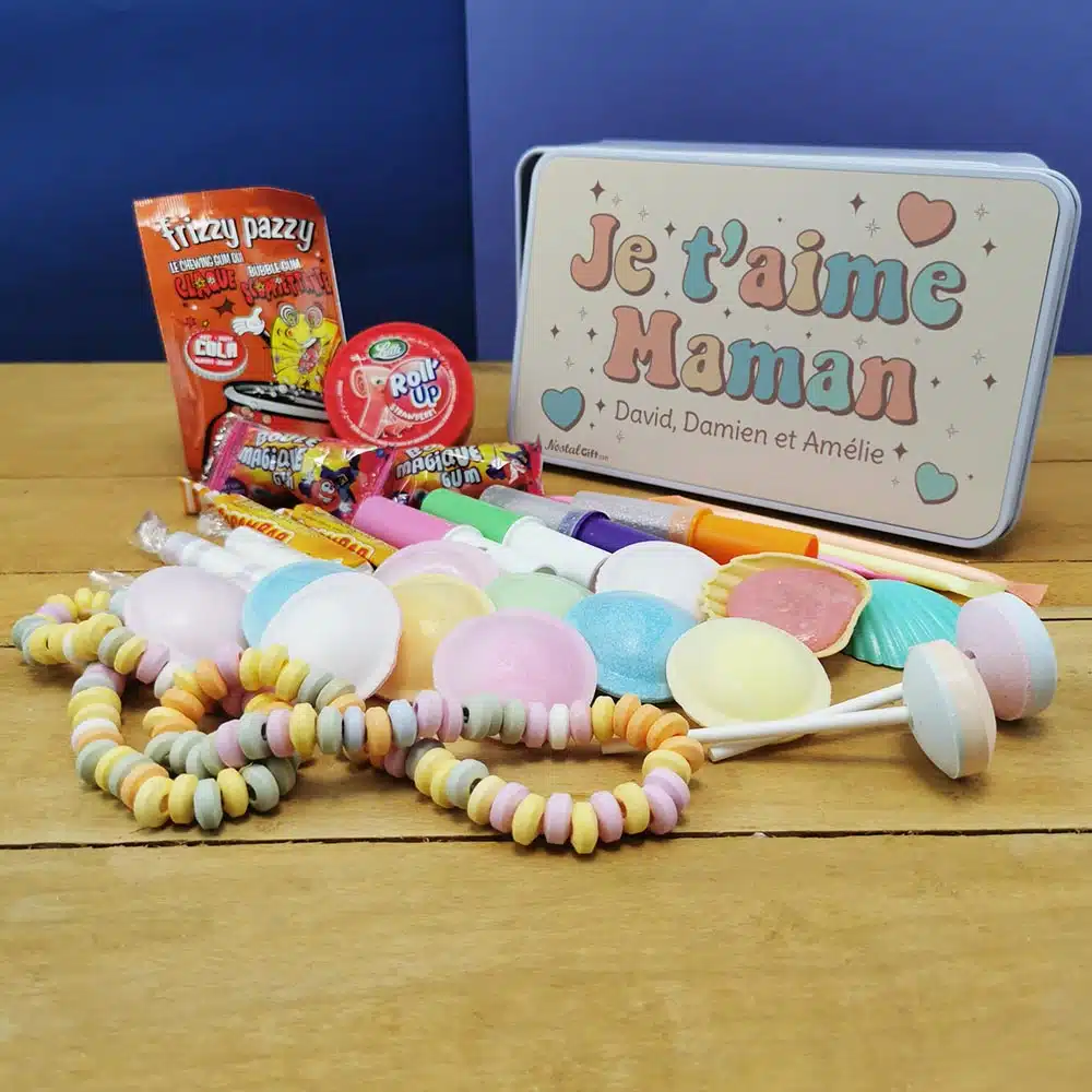 Coffret bonbons des années 80 “Je t’aime maman”- cadeau personnalisable – Image 2