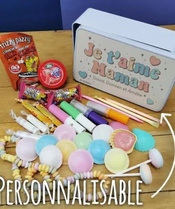 Coffret bonbons des années 80 “Je t’aime maman”- cadeau personnalisable