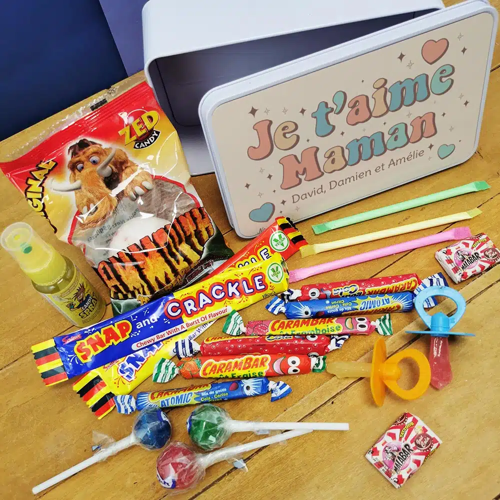 Coffret bonbons des années 90 “Je t’aime maman” – cadeau personnalisable – Image 3