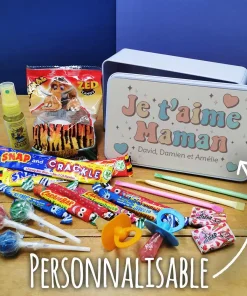 Coffret bonbons des années 90  “Je t’aime maman” – cadeau personnalisable