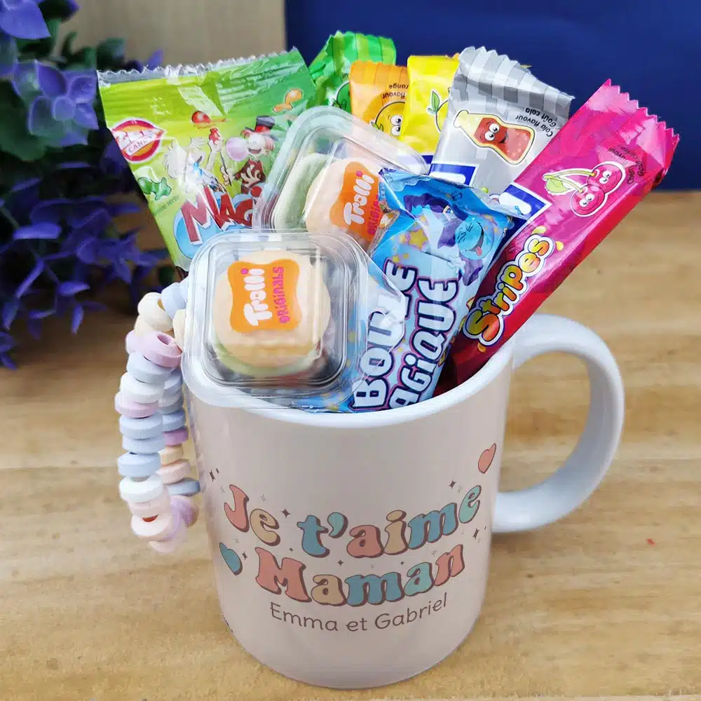 Mug bonbons des années 2000 “Je t’aime maman” – cadeau personnalisable – Image 2