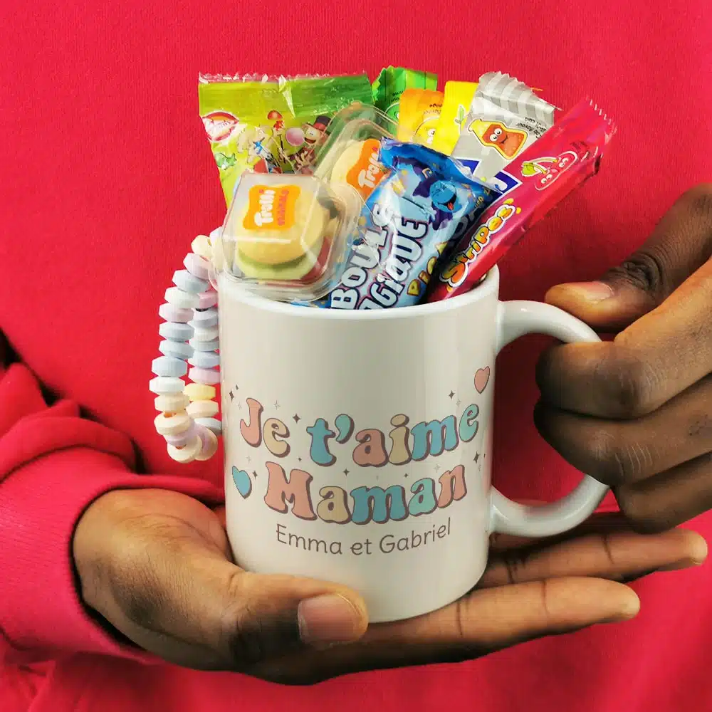 Mug bonbons des années 2000 “Je t’aime maman” – cadeau personnalisable – Image 4