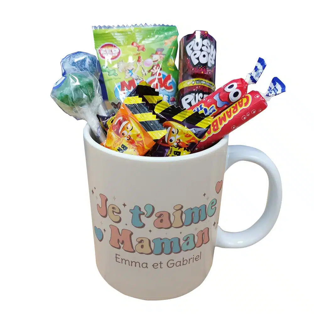 Mug bonbons des années 90 “Je t’aime maman” – cadeau personnalisable – Image 5