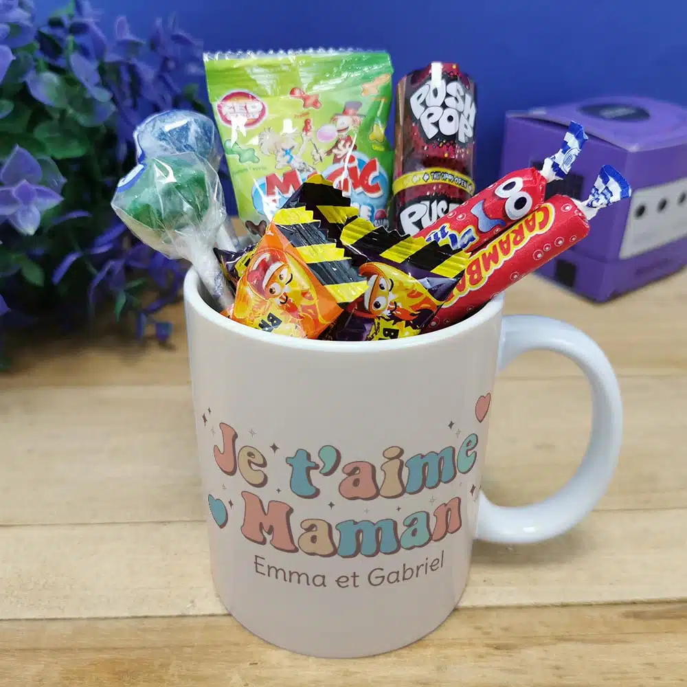 Mug bonbons des années 90 “Je t’aime maman” – cadeau personnalisable – Image 2