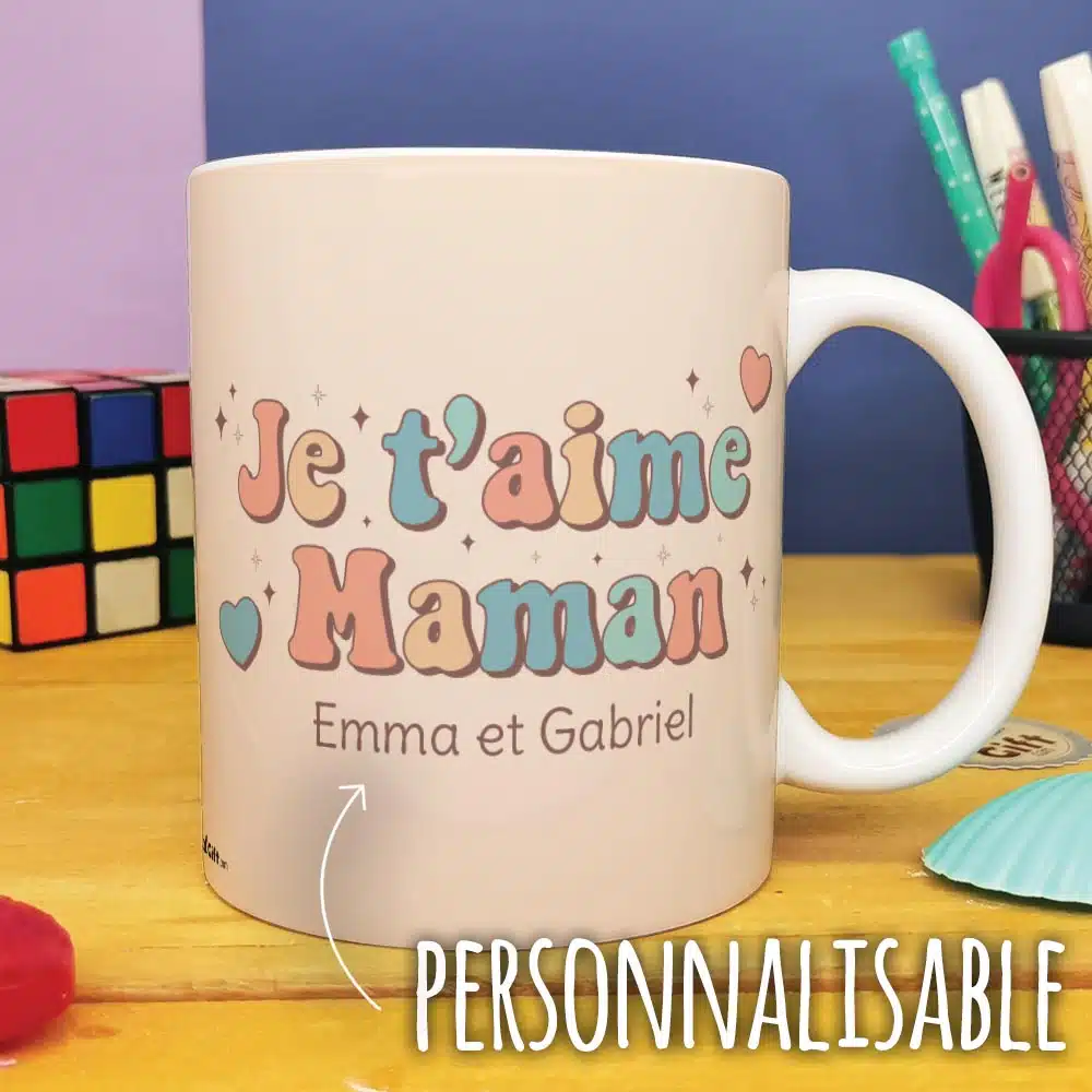 Mug “Je t’aime maman” – Cadeau personnalisable