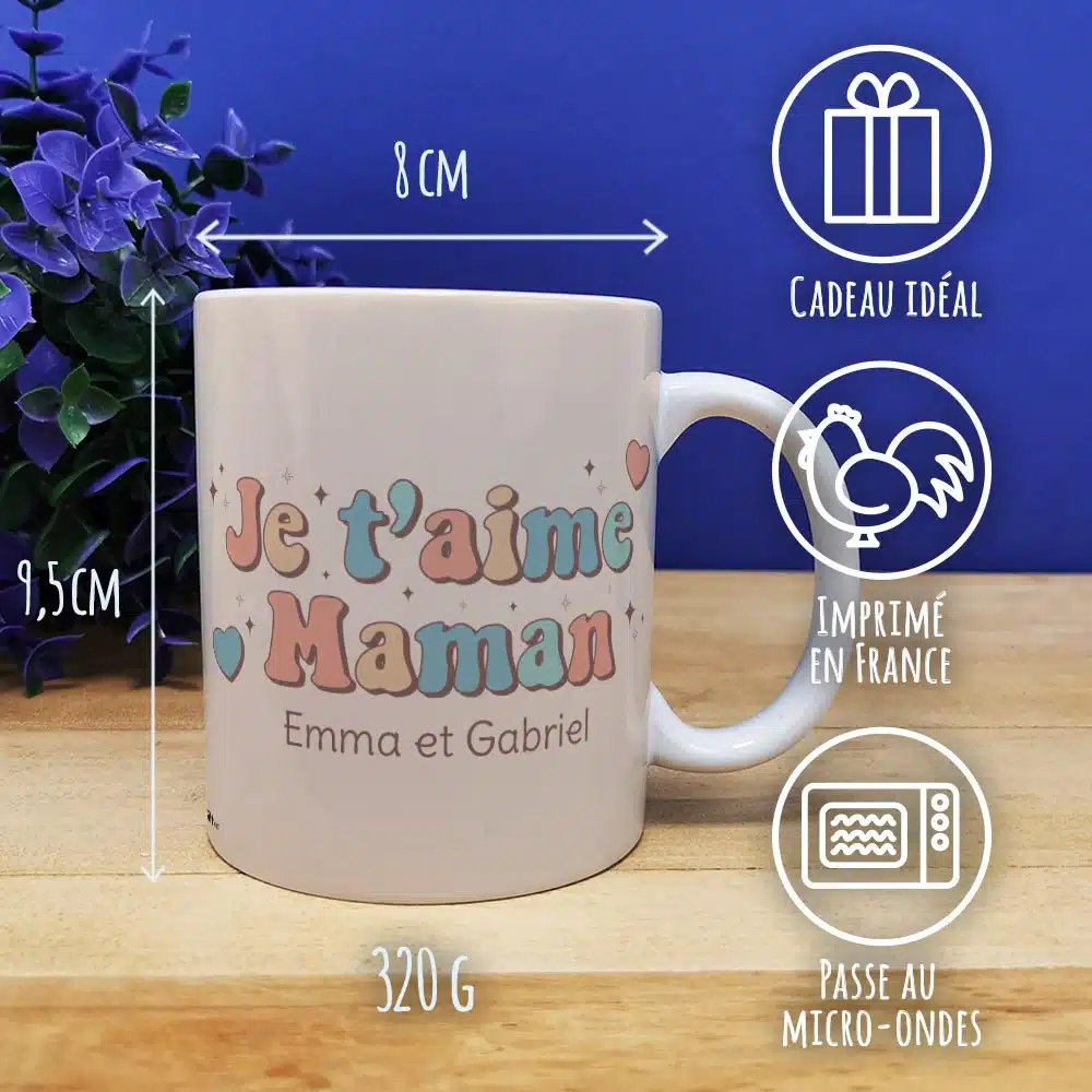 Mug “Je t’aime maman” – Cadeau personnalisable – Image 2