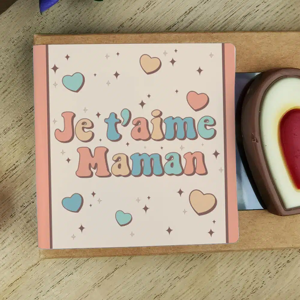 Cœurs au chocolat au lait rouge et blanc x4 “Je t’aime maman” – Image 4