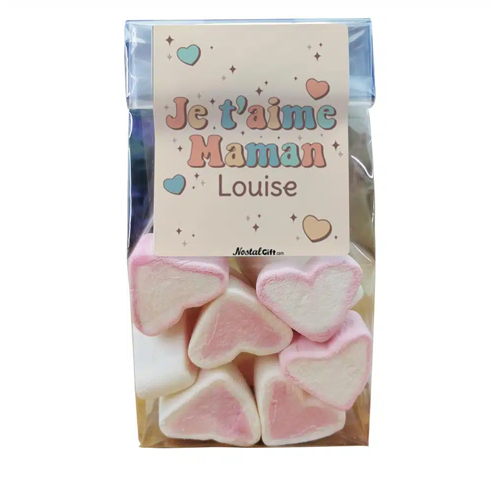 Sachet gros coeurs en guimauve x 15 – “Je t’aime Maman” – personnalisable – Image 5