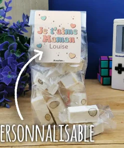 Nougat tendres x 15 – “Je t’aime Maman” – Cadeau Maman personnalisable