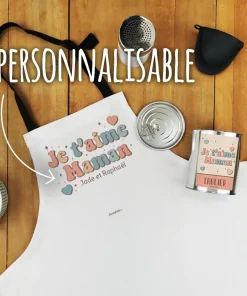 Tablier de cuisine “Je t’aime maman”- cadeau personnalisable