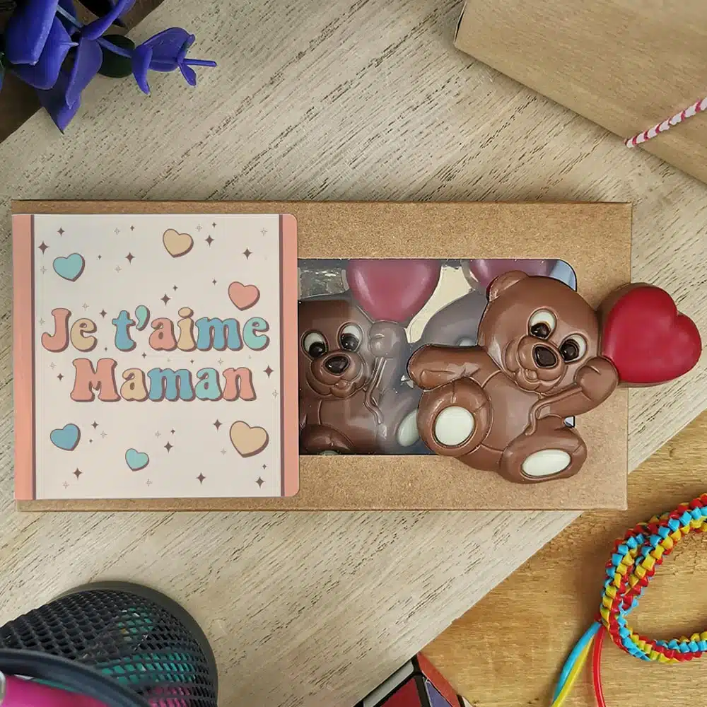 Oursons au chocolat au lait x3 “Je t’aime maman”