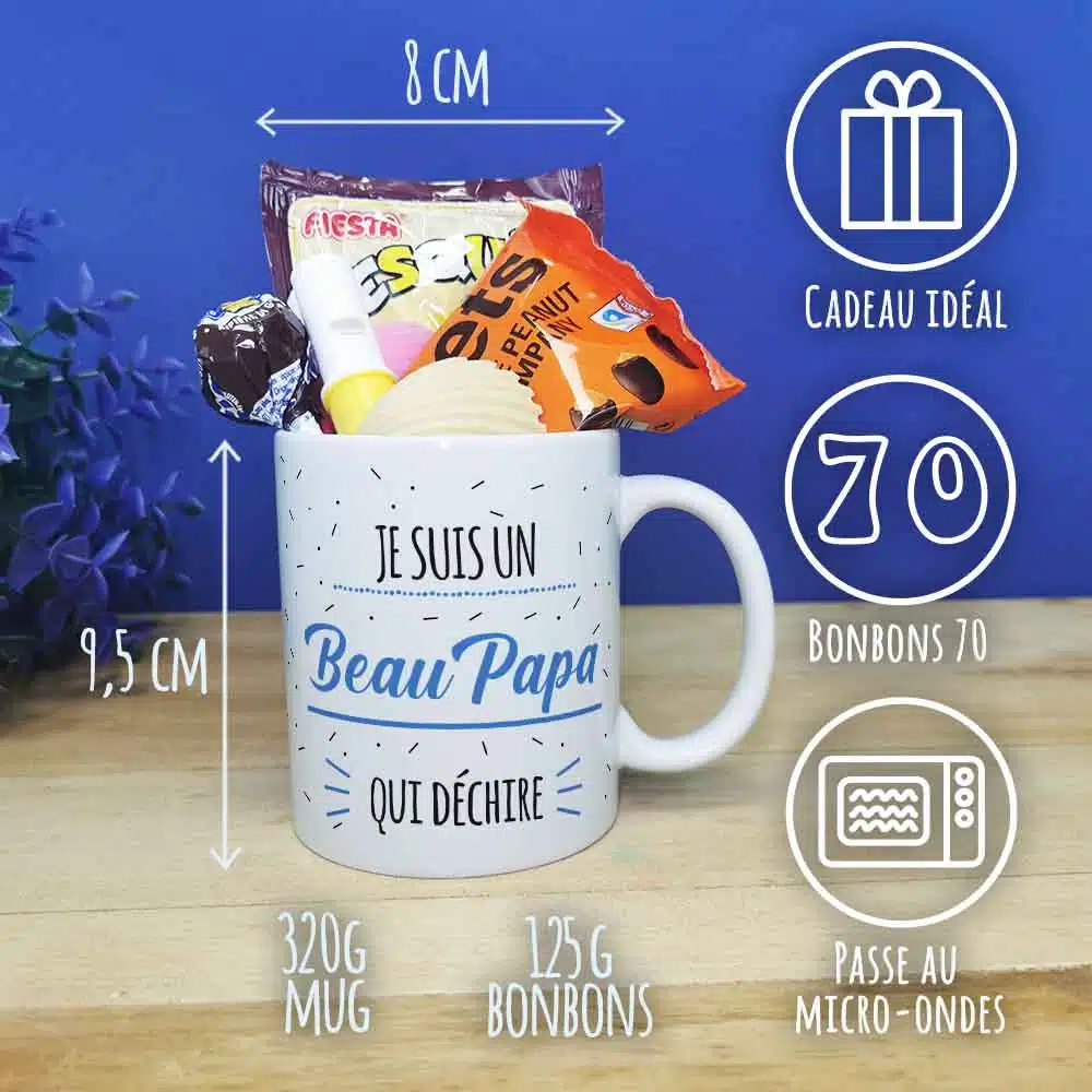 Mug bonbon années 70 “Je suis un Beau Papa qui déchire” – Image 4