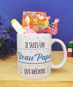 Mug bonbon années 80  “Je suis un Beau Papa qui déchire” de la collection “Qui déchire”  – cadeau beau père