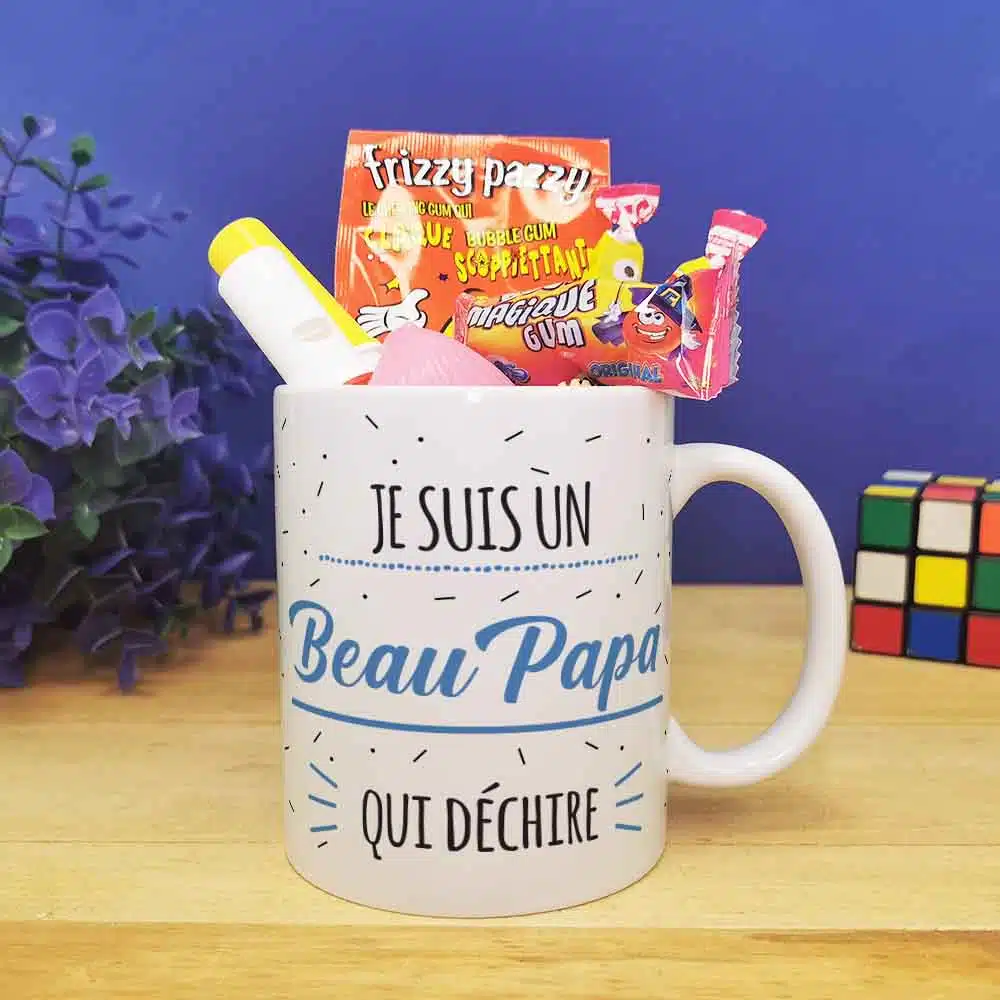 Mug bonbon années 80 “Je suis un Beau Papa qui déchire” de la collection “Qui déchire” – cadeau beau père