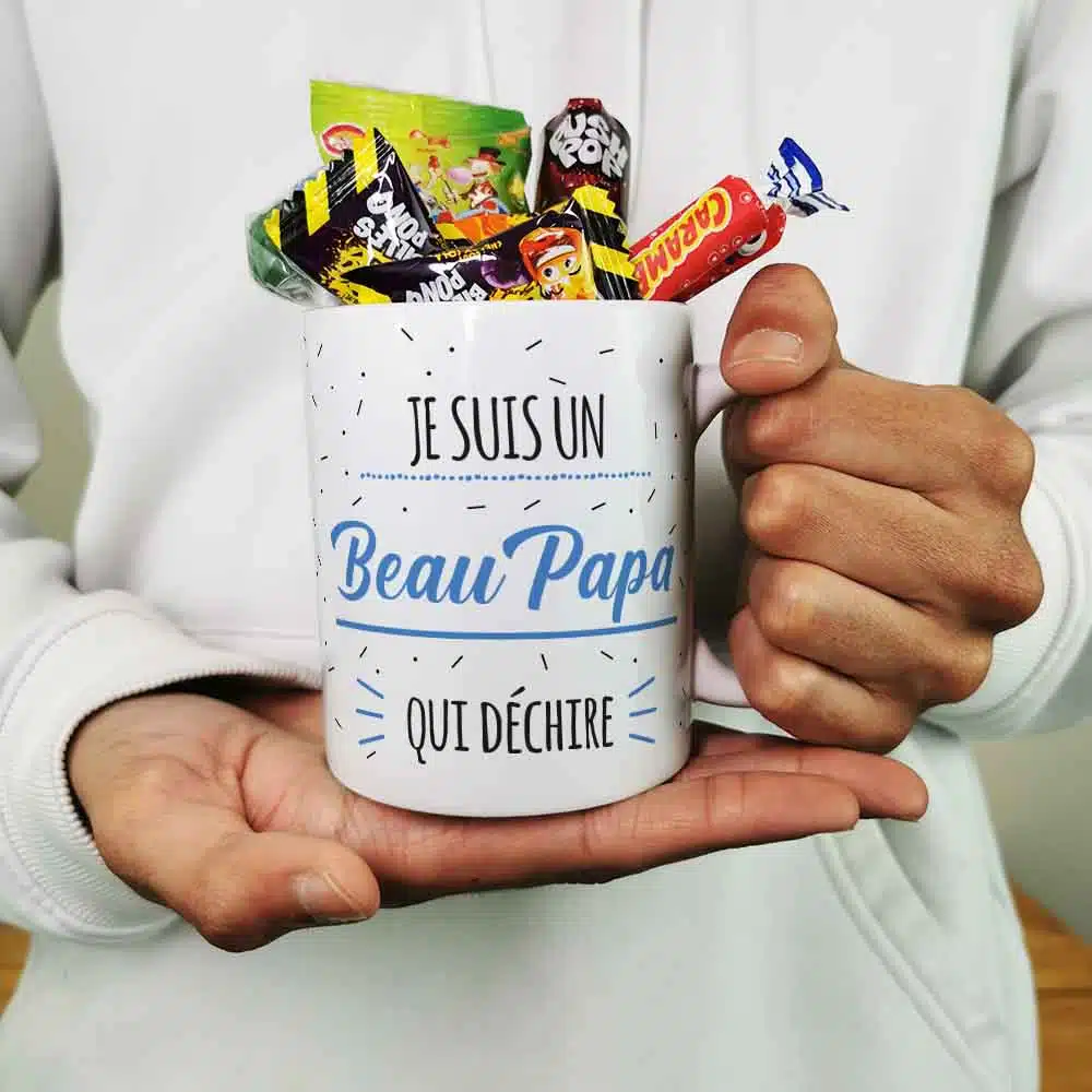 Mug bonbon années 90 “Je suis un Beau Papa qui déchire” – cadeau beau père – Image 5