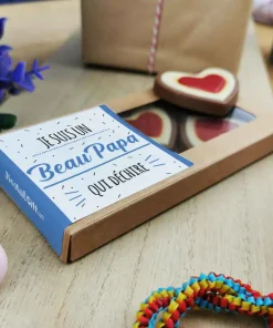 Cœurs au chocolat au lait rouge et blanc x4 “Je suis un Beau Papa qui déchire”- cadeau beau père