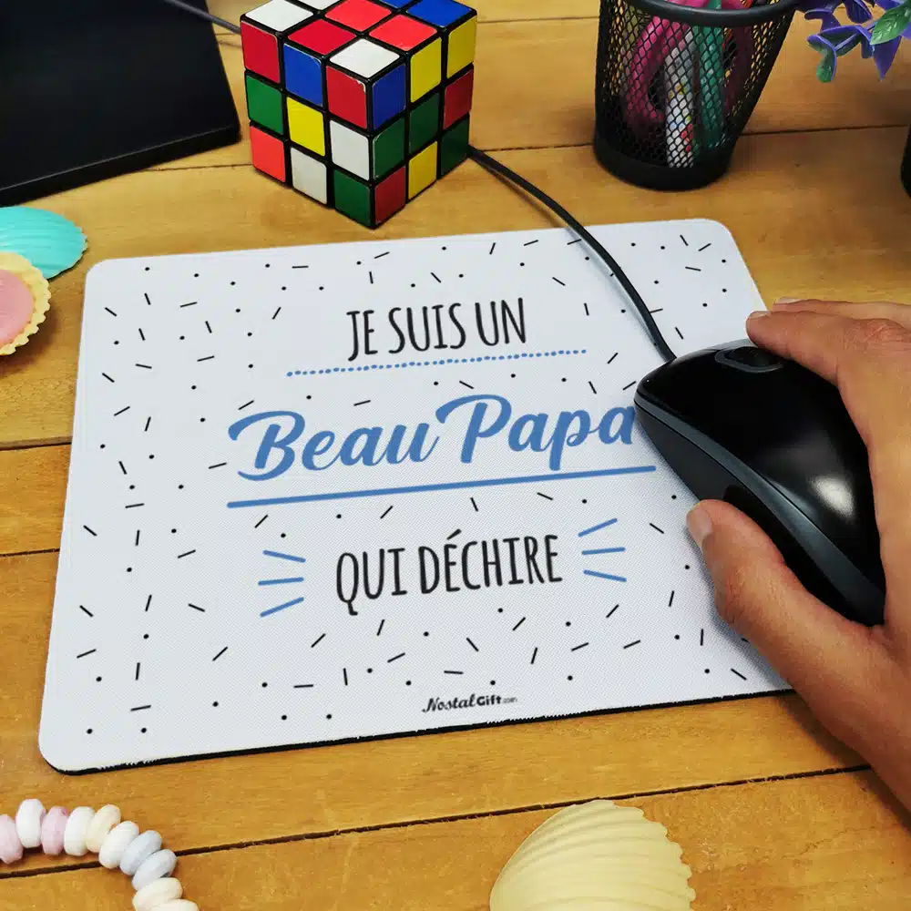 Tapis de souris “Je suis un beau papa qui déchire”