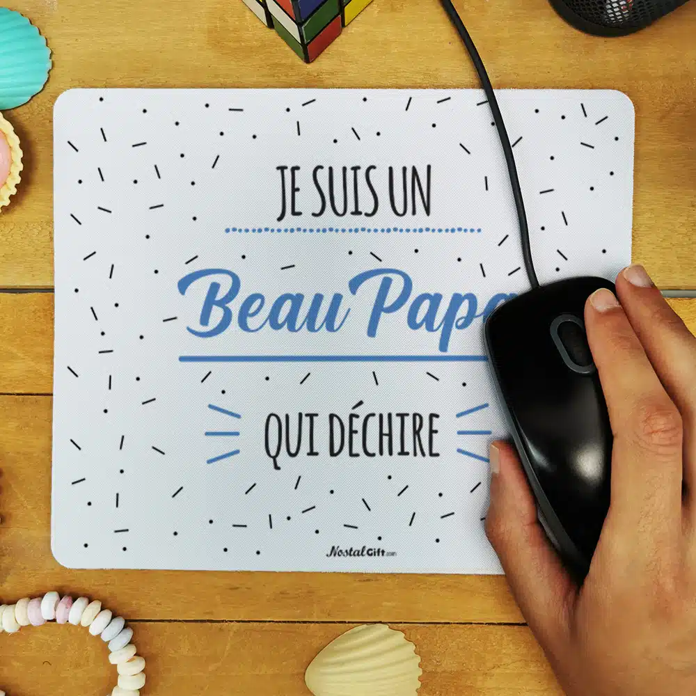 Tapis de souris “Je suis un beau papa qui déchire” – Image 4