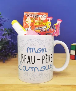 Mug bonbon années 80 “Mon beau-père d’amour” de la collection “D’amour” – Cadeau d’un anniversaire : beau père