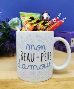 Mug bonbon années 90 “Mon beau-père d’amour” de la collection “D’amour”  – Cadeau d’un anniversaire  :  beau père