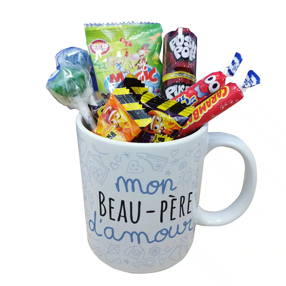 Mug bonbon années 90 “Mon beau-père d’amour” de la collection “D’amour” – Cadeau d’un anniversaire : beau père – Image 2