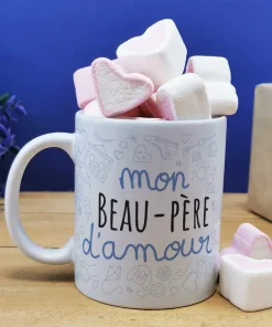 Mug “Mon beau-père d’amour” et ses guimauves coeurs x10