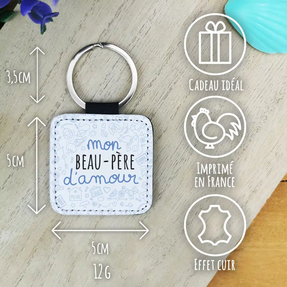Porte clé “Mon beau-père d’amour” de la collection “D’amour” – Cadeau pour d’un anniversaire : beau père – Image 3