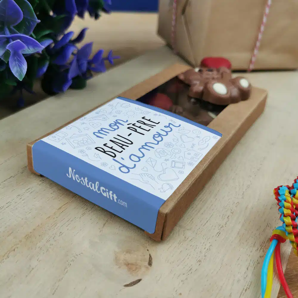 Oursons au chocolat au lait x3 “Mon beau-père d’amour” – Cadeau pour d’un anniversaire : beau père – Image 2