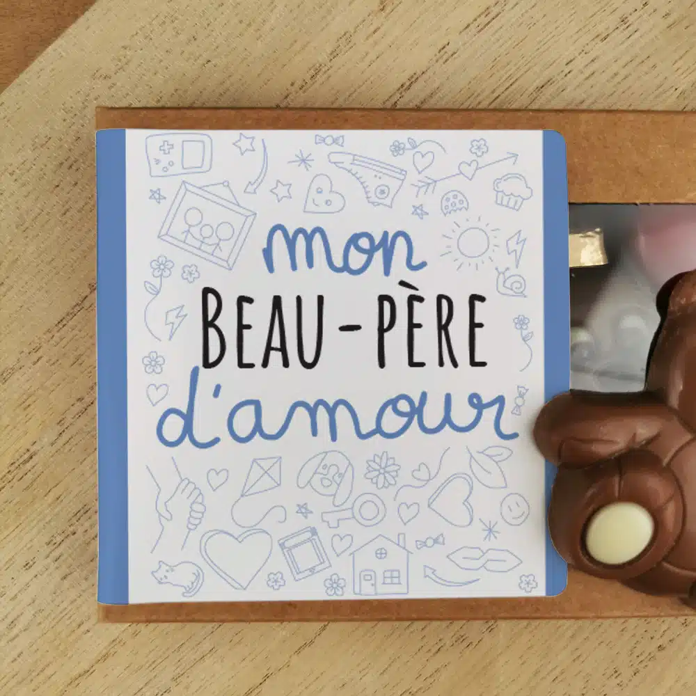 Oursons au chocolat au lait x3 “Mon beau-père d’amour” – Cadeau pour d’un anniversaire : beau père – Image 4