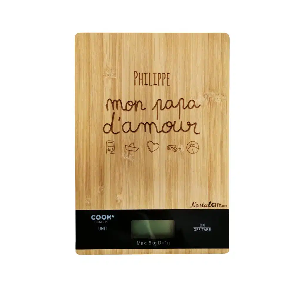 Balance en bois prénom personnalisable – “Mon Papa d’amour” – Image 3