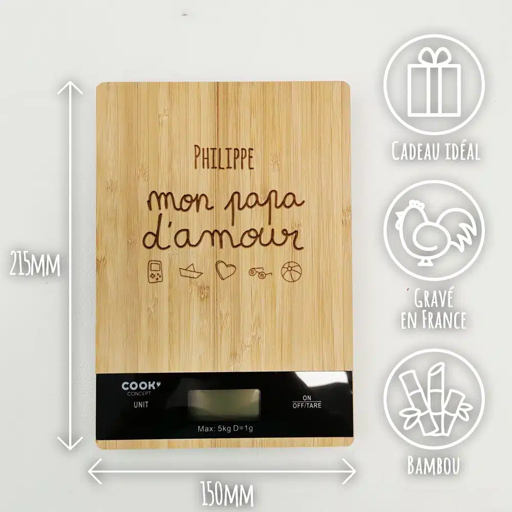 Balance en bois prénom personnalisable – “Mon Papa d’amour” – Image 5