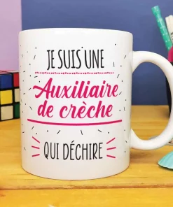 Mug “Je suis une auxiliaire de crèche qui déchire” Cadeau pour l’Auxiliaire de crèche