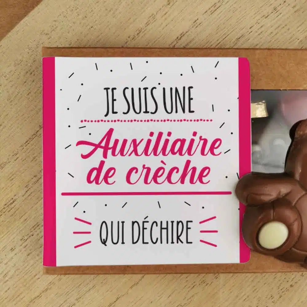 Oursons au chocolat au lait x3 “Je suis une auxiliaire de crèche qui déchire” – Image 5