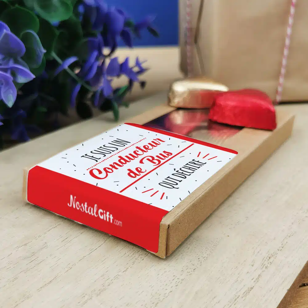 Cœurs au chocolat au lait et chocolat noir praliné x8 “Je suis un conducteur de bus qui déchire” – Image 2