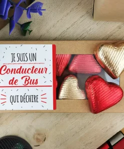 Cœurs au chocolat au lait et chocolat noir praliné x8 “Je suis un conducteur de bus qui déchire”