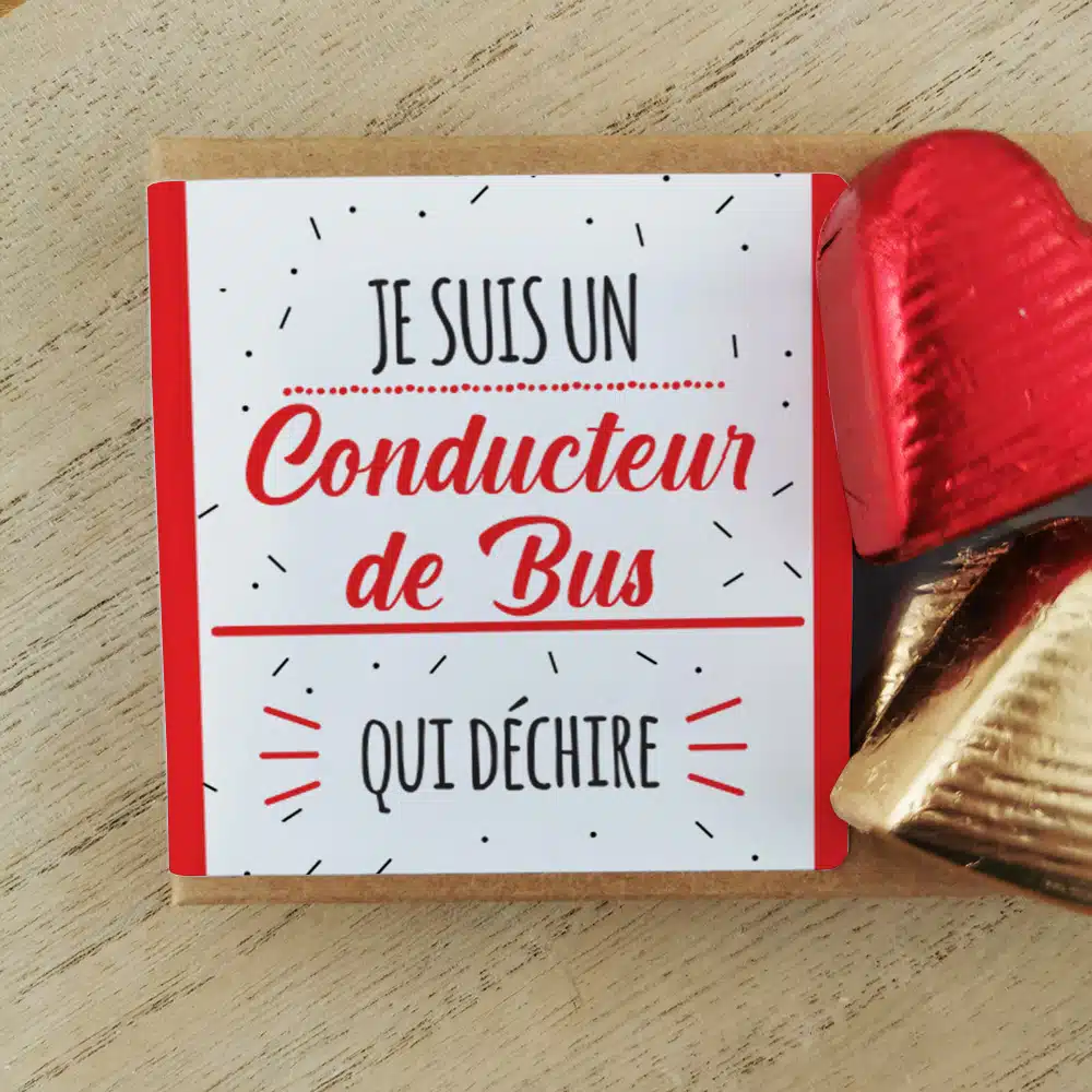 Cœurs au chocolat au lait et chocolat noir praliné x8 “Je suis un conducteur de bus qui déchire” – Image 4