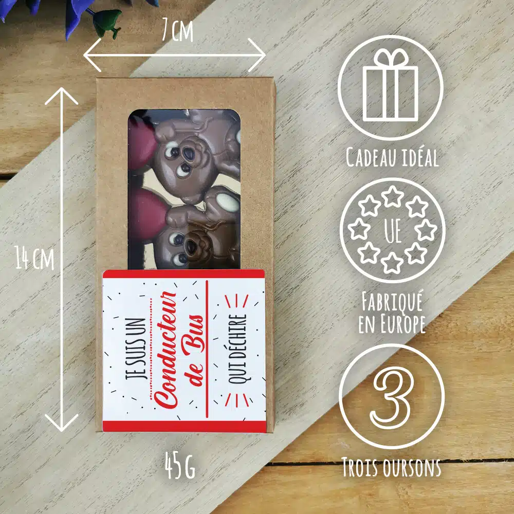 Oursons au chocolat au lait x3 “Je suis un conducteur de bus qui déchire” – Image 3