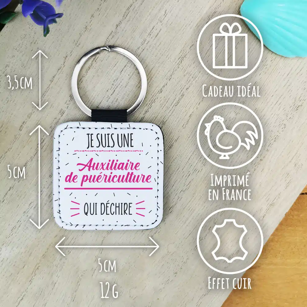 Porte clé “je suis une auxiliaire de puériculture qui déchire” – Image 3