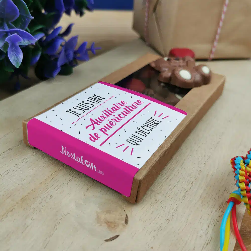 Oursons au chocolat au lait x3 “je suis une auxiliaire de puériculture qui déchire” – Image 2