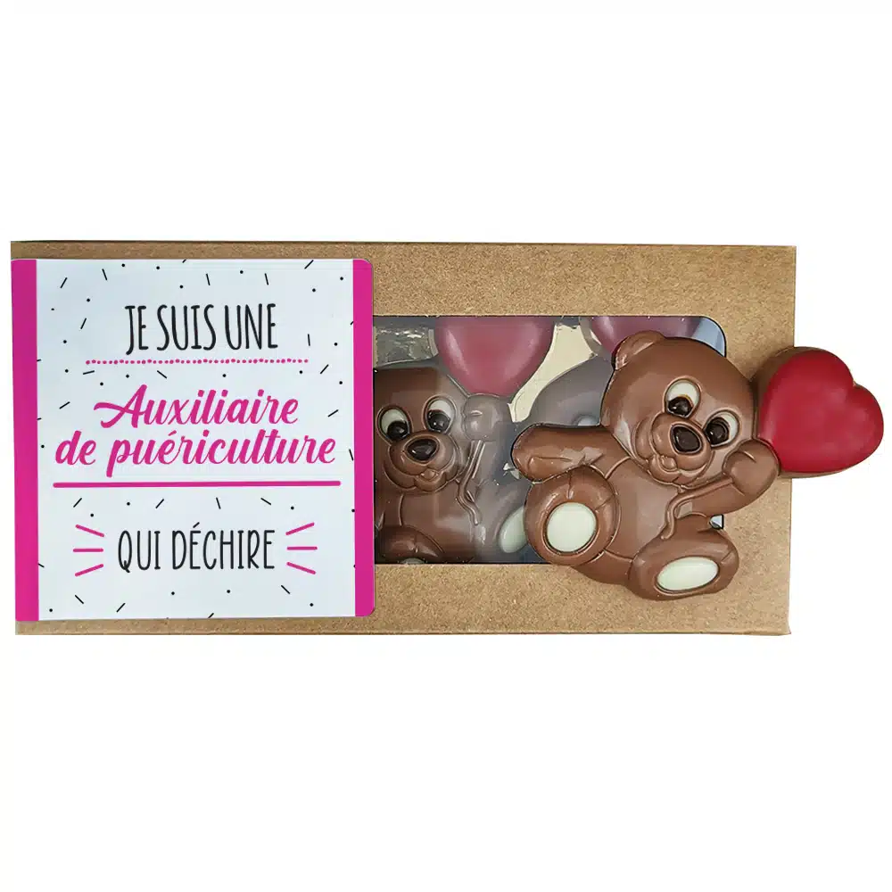Oursons au chocolat au lait x3 “je suis une auxiliaire de puériculture qui déchire” – Image 3