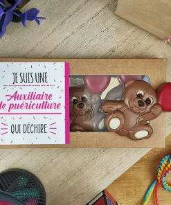 Oursons au chocolat au lait x3 “je suis une auxiliaire de puériculture qui déchire”