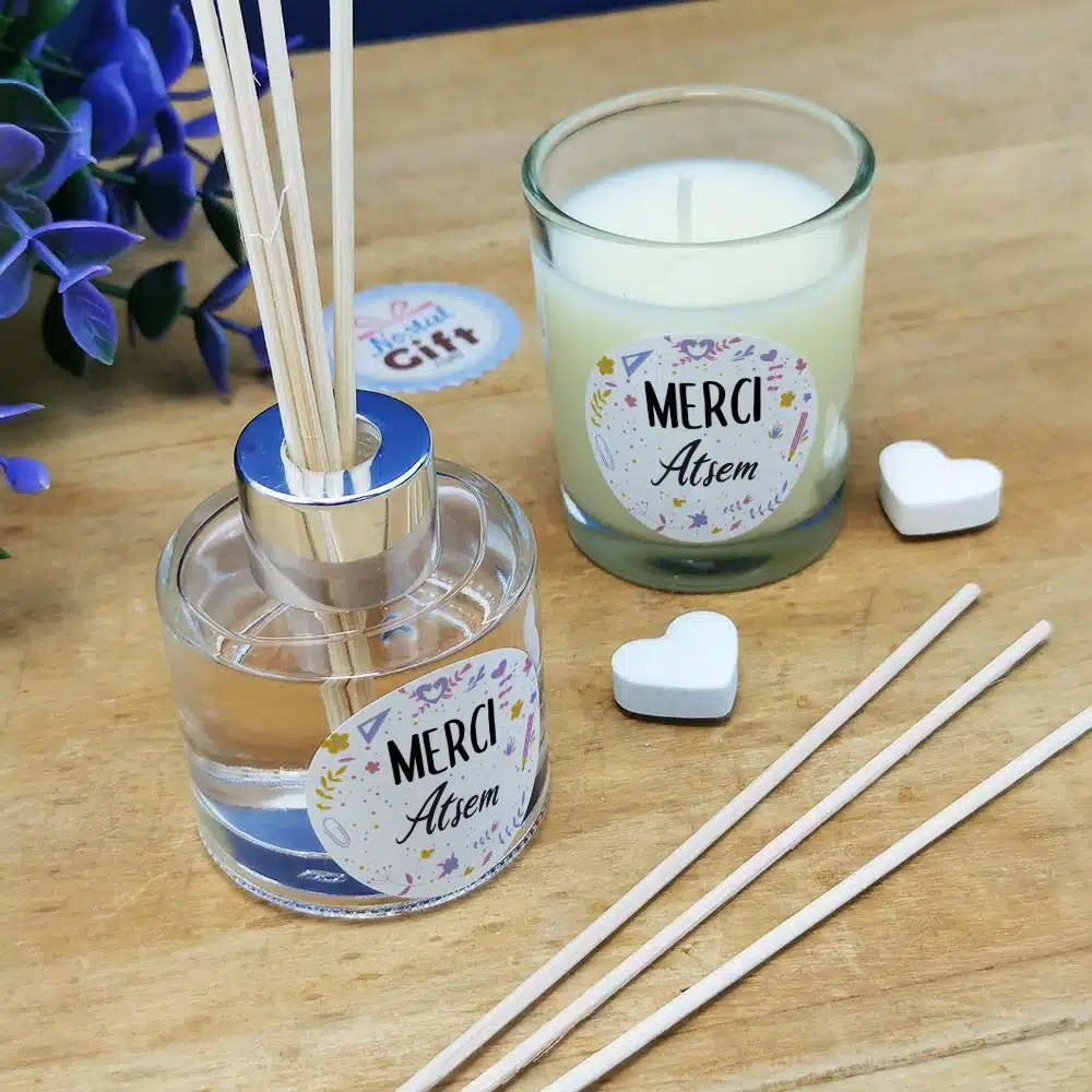Coffret cadeau Atsem – Set de diffuseur de parfum + Bougie – “Merci Atsem” – Image 5