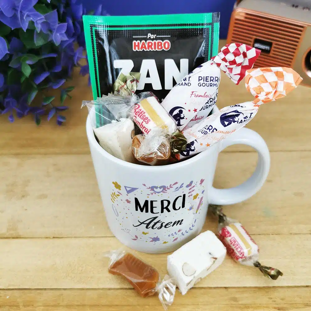 Mug bonbons des années 60 “Merci Atsem” – collection florale – Image 2