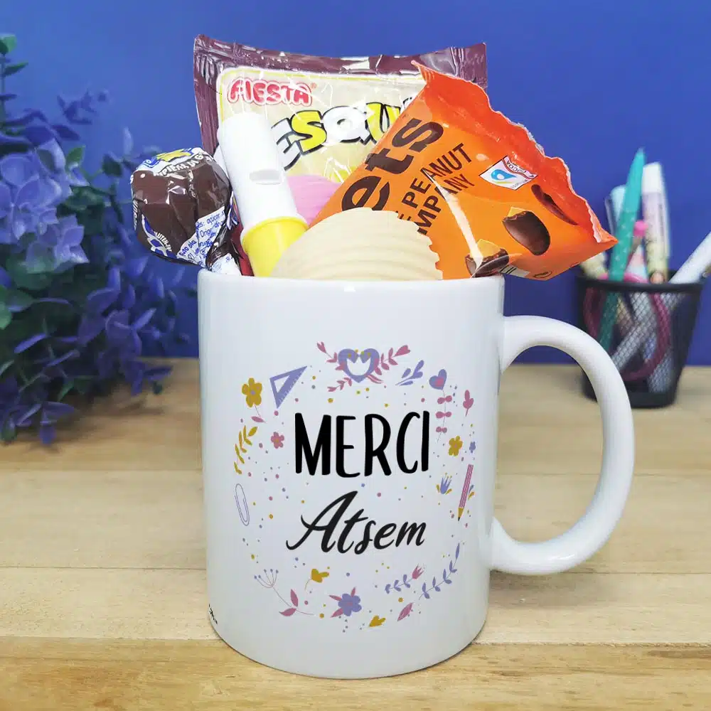 Mug bonbons des années 70 “Merci Atsem” – collection florale