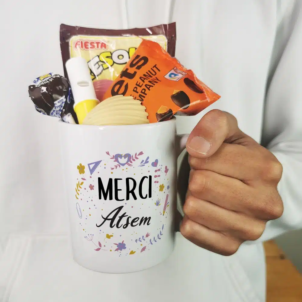 Mug bonbons des années 70 “Merci Atsem” – collection florale – Image 4